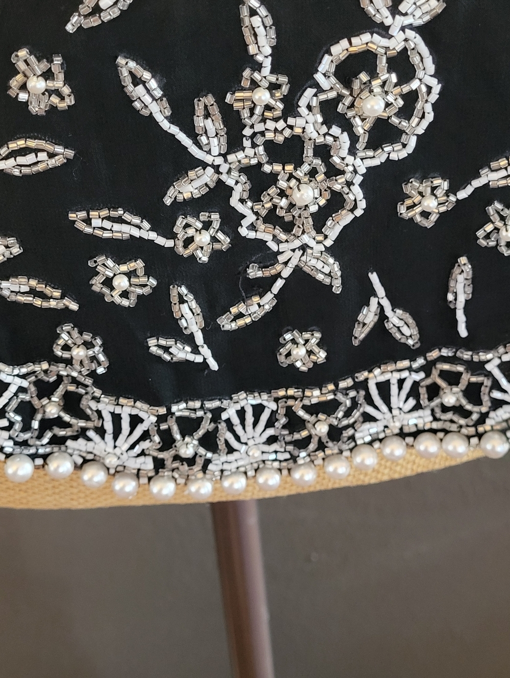 Oleg Cassini Black Tie Vintage 80s Black Silk Beaded Top Large - Picture 3 of 11